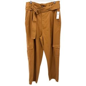 Anthropologie Jessy B Cedar Brown Paperbag Waist Cargo Pants Large NWT Casual